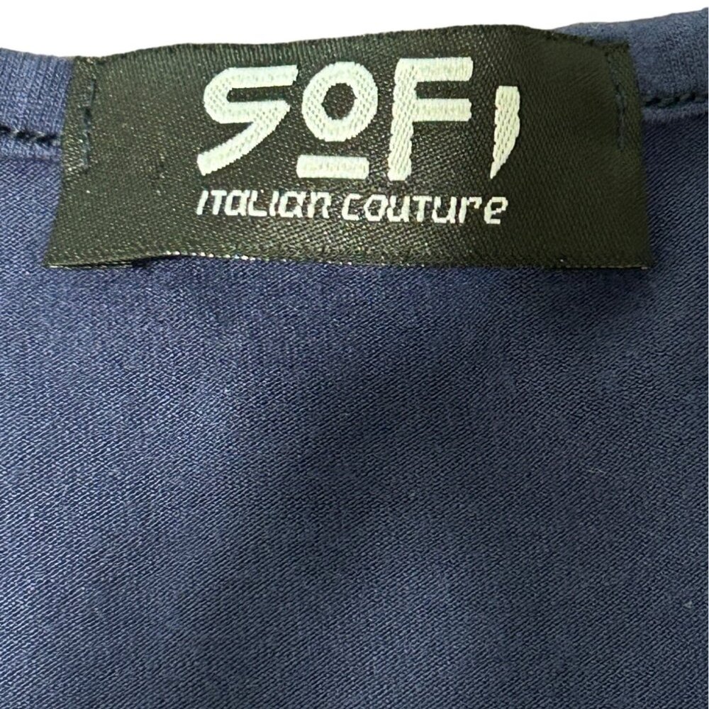 SoFi Italian Couture Women's Top "Love Is Always A Good Idea" Navy Blue Size S - Picture 4 of 6